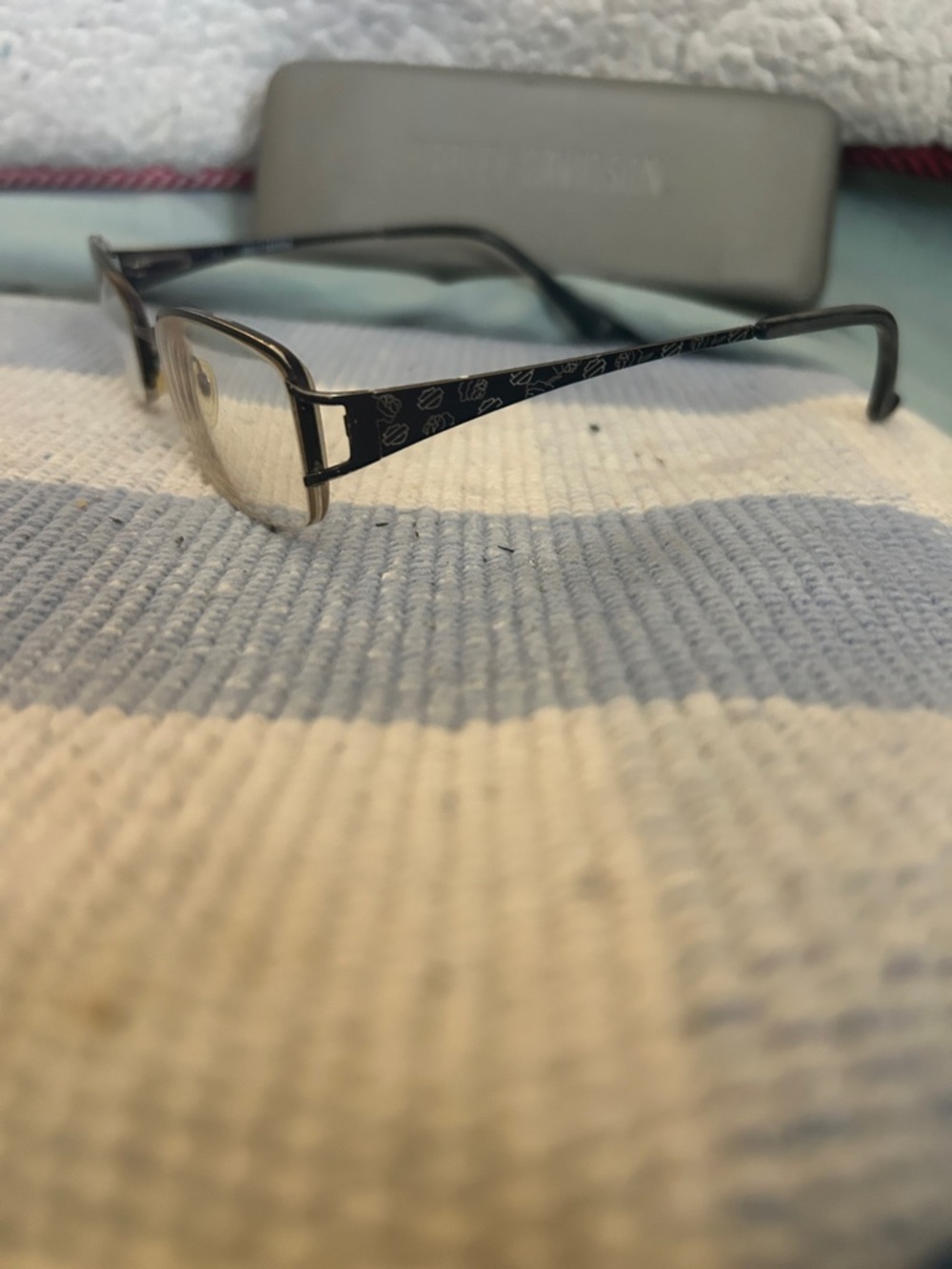 harley-davidson Black Patterned Rectangular Reading Glasses